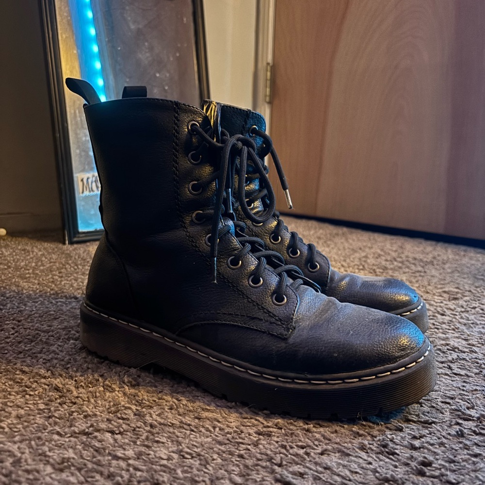 Black Leather combat boots